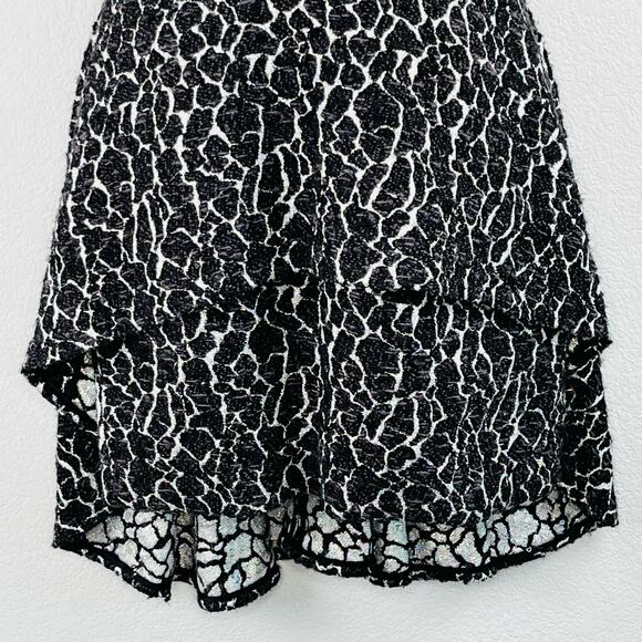 Cushnie et Ochs Black Wool Blend Jacquard Deep V Tiered A-Line Mini Dress 2 NWT - Picture 7 of 16